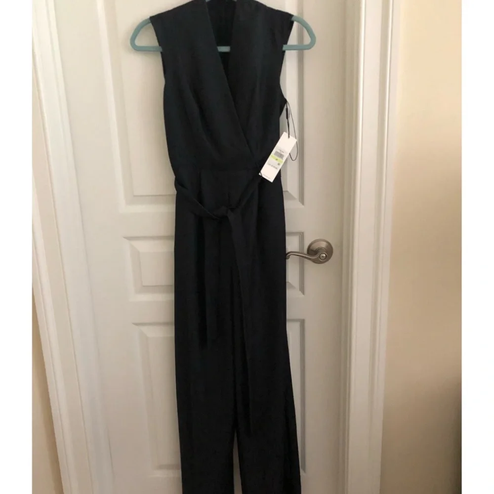 Calvin Klein Belted Chambray Jumpsuit - Picture 3 of 4